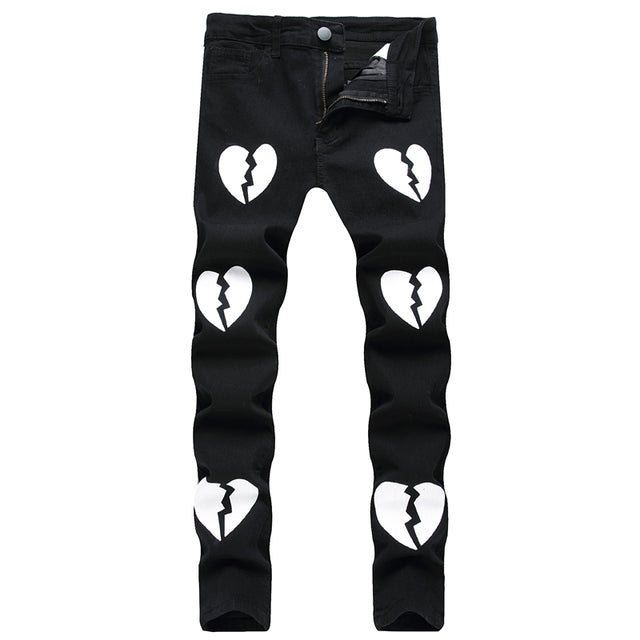 Black broken heart jeans